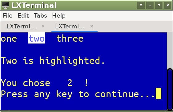 Screenshot of horizontal menu