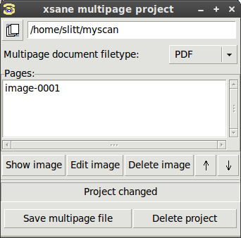 Multipage project screen, page 1