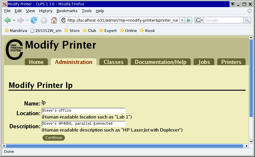 Cups Modify Printers, location and description