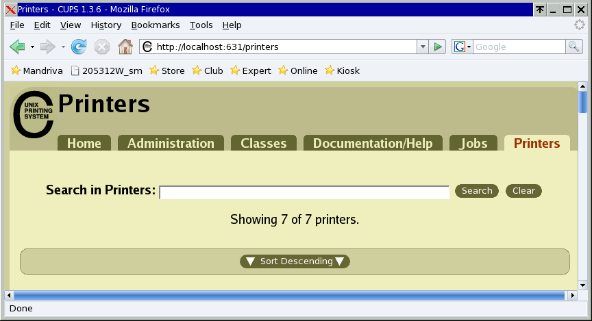 Top of the printer list