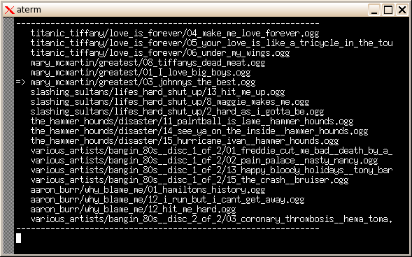 Screenshot of the rpick example