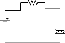 Diagram: Battery, resistor and zener